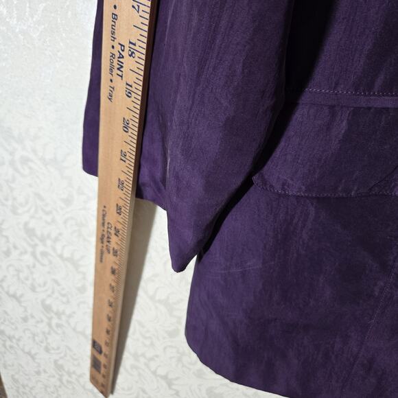 Linea Milano Pure Silk Jacket Blazer sz 12 US Purple Pockets Double Breasted - Picture 12 of 16